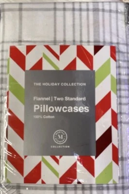 Par de fundas de almohada estándar a cuadros de franela 100 % algodón colección Martha Stewart Foto 1 de 2