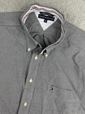 VINTAGE Tommy Hilfiger Shirt Mens XXL White Navy Blue Gingham Flag Y2K 90s - Image 1 of 4