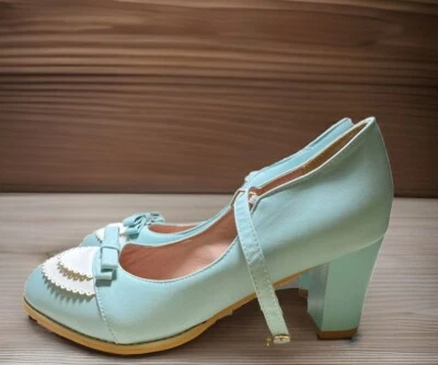 Hermosos Zapatos Jinpin Mary Jane Lolita Tacón Bloque Correa para el Tobillo Dre. 6,5 Foto 1 de 4