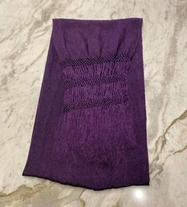 Oversized Shawl Wrap Deep Purple Made In Mexico Embroidered Draping - Picture 1 of 4