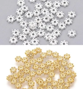 100 Flower Daisy Spacer Beads 4x1.5mm Snowflake Spacer Beads Jewellery Making - Picture 1 of 4