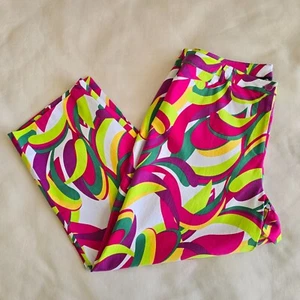 Ashley Stewart Plus Size 24 Bright Colorful Pink Yellow Pants Trousers New NWT - Picture 1 of 15