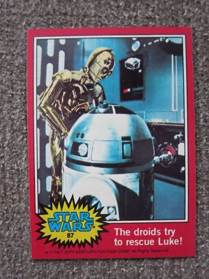 1977 TOPPS Red STAR WARS #87 C-3PO R2-D2 Card NM - Image 1 of 2
