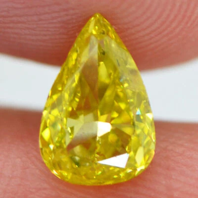 Pear Shape Diamond Fancy Yellow SI1 Certified Loose Natural Enhanced 1.01 Carat - Image 1 of 4