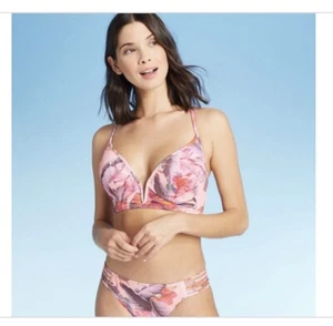 Women's Lightly Lined V-Wire Bikini Top - Shade & Shore - Blush Floral 34C - Picture 1 of 5