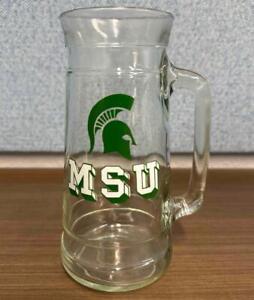Vintage MSU Spartans 7" Glass Beer Mug Stein Michigan State University Logo Nuts