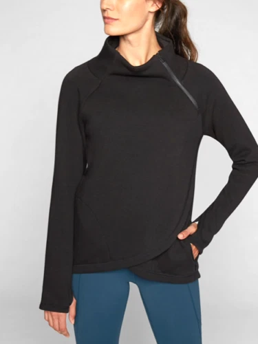With Tags Athleta Black Cozy Karma Asym Pullover Top S
