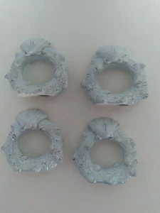 Lot of 12 Porcelain Seashell Napkin Rings Beach Ocean Sea Pale Blue - Picture 1 of 4
