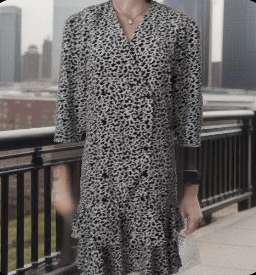 B.G.B. Vestido para mujer LTD talla 6 doble botonadura frontal con botones 2 volantes dobladillo Foto 1 de 4