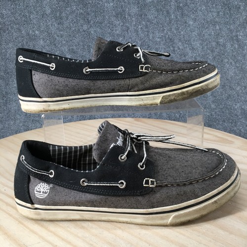 Scarpe da barca Timberland da uomo 9 M 2 occhi casual piatte stringate tessuto grigio punta moc