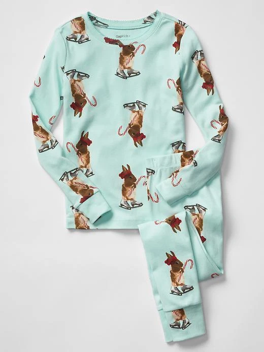 GAP Kids Girls 2 pc Set Pajama Set PJ Cotton Top Pants Blue 4 NWT $30 Candy Cane - Image 1 of 1