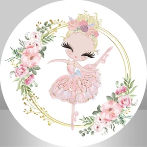 BALLERINA BALLET DANCING FLOWERS PARTY ROUND BIRTHDAY PERSONALISED BANNER - Picture 1 of 2