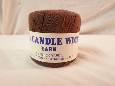 NEW Q's Candle Wick Yarn *Brown* 100% Cotton 30 Yards 4 Strands 3 Ply *Colorfast - Image 1 of 4