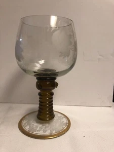 Oversize Blown Glass Wine Goblet - Etched Grapes & Vines ~ Germany~ WN63 - Picture 1 of 4