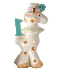Lenox Bone China Giraffe One Year Birthday Ornament Giraffe Holding Number One - Picture 1 of 4