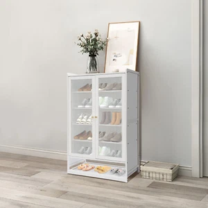 Shoe Cabinet Free Standing Shoe Cabinet Shoe Cabinet with Magnetic Doors - Picture 1 of 13