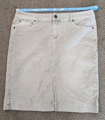 Falda J Jill Caqui Pana Talla 12 Frontal Abertura Hasta la Rodilla Bolsillos Elastizados Foto 1 de 4