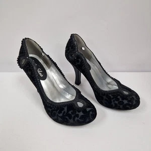 Ruby Shoo Zapatos de Corte Reino Unido 4 Tacones Altos Terciopelo Devore Negro Corte Ropa de Noche - Imagen 1 de 8