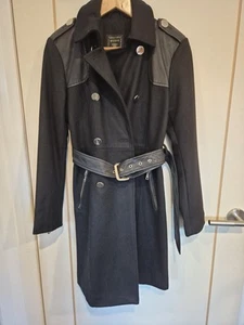 Guess Black Military Trench Wool Blend Coat Jacket Size Xs - Bild 1 von 12