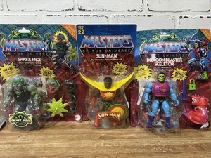 Masters of the Universe Snake Face Sun-Man Skeletor Action Figuren 2021-2022 Set - Bild 1 von 7