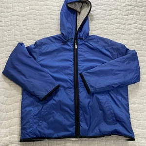 Nike Jacket Boys Medium Blue Hooded Full Zip Embroidered Swoosh Fleece Lined - Picture 1 of 13