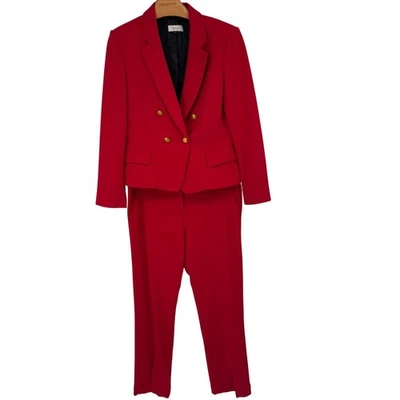 A.L.C. Womens Red Suit crest buttons Blazer jacket slit Pants Size 12 - Image 1 of 4