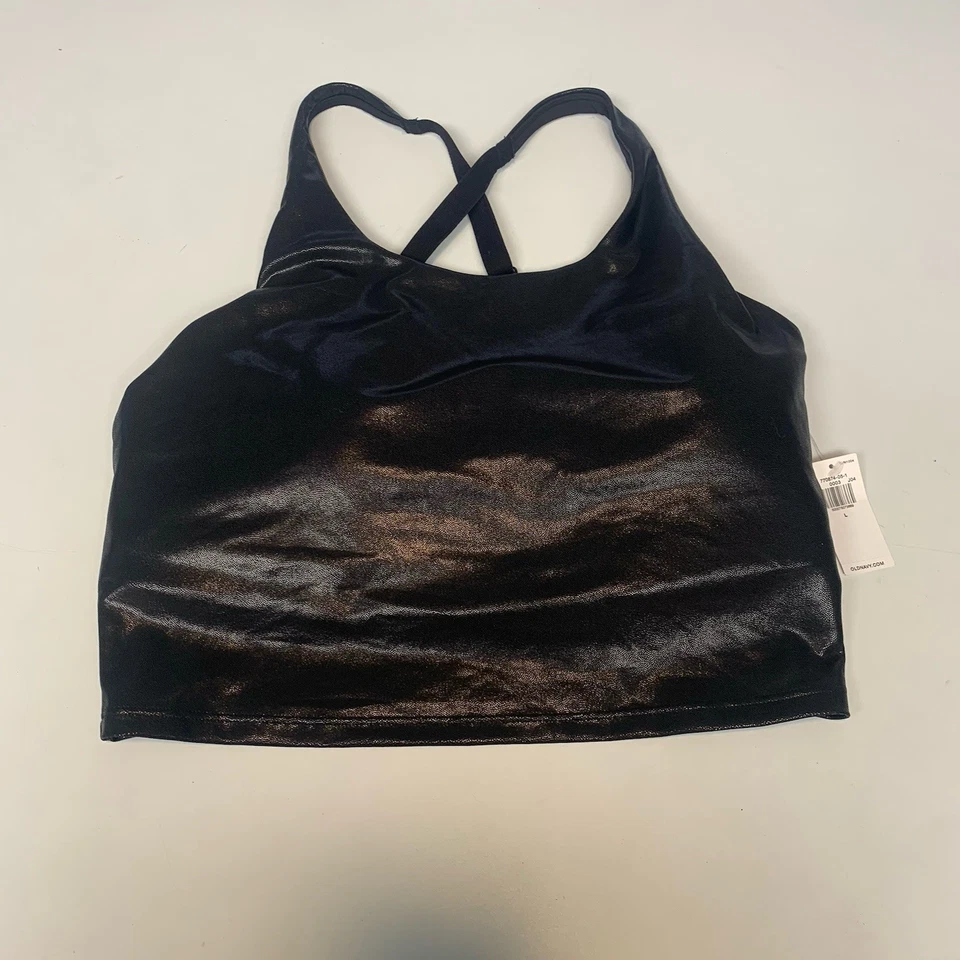 Sujetador corto Old Navy Active para mujer grande Powersoft Light Supper incorporado negro Foto 1 de 4