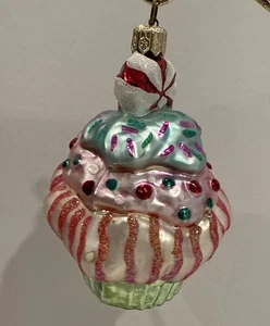 Christopher Radko Mint Konfekt Kuchen Cupcake Glas Ornament Weihnachten 4" - Bild 1 von 2
