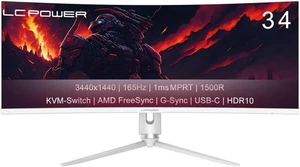 LC-Power 34 inch Ultrawide 1440p Curved Gaming Monitor, WQHD 3440x1440, 165Hz, - Picture 1 of 6
