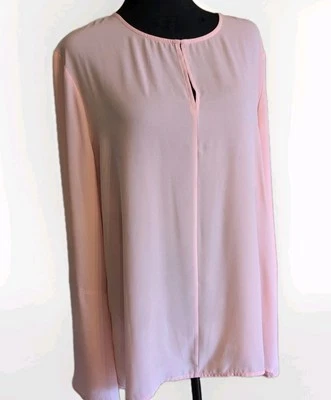 Banana Republic Blouse Top Bell Sleeve Round / V-Neck Pink  Pullover Sz XL EUC - Image 1 of 4