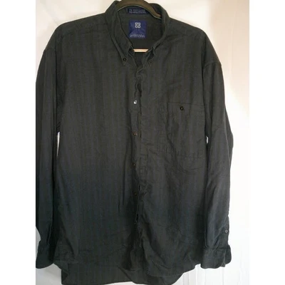 Monsieur Givenchy Men's Charcoal Striped Flannel Long Sleeve Shirt L - Image 1 of 4