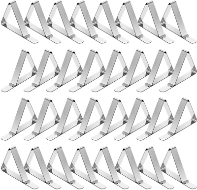 Tripole Tablecloth Clips 32 Pack Stainless Steel Table Cover Clamps Skirt Clips  - Image 1 of 4