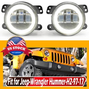 4" Round LED Fog Light Halo Driving Lamp Assembly Fit For Jeep Wrangler JK TJ LJ - Picture 1 of 19