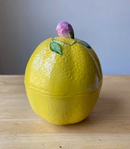 Vintage LARRY LASLO FOR MIKASA 6.5" Lemon Shaped Trinket Box - Japan - EUC - Picture 1 of 8