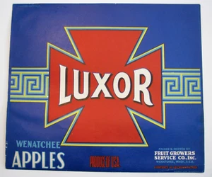 Original seltene LUXOR Apfelkiste Etikett Wenatchee WA Obstbau Service 40 lb - Bild 1 von 2