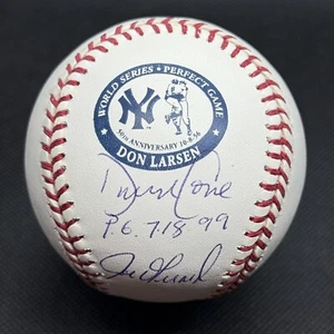 David Cone Joe Girardi Perfect Game Signed Logo Baseball MAB COA Yankees - Picture 1 of 2
