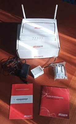 Modem Telecom Italia ADSL 2+ Wi-Fi N 4 Porte   Bianco con Filtro ADSL - Immagine 1 di 2
