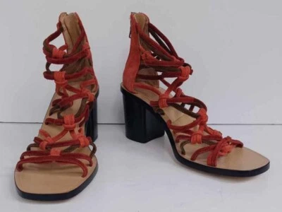 Rag & Bone Camille Cage Heel Sandal Terracotta Suede Size US 6.5 Zipper Closure  - Image 1 of 4