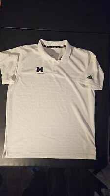 Michigan Wolverines Gimnasia Adidas Equipo Climalite Hombres L Blanco Polo Camisa Foto 1 de 4