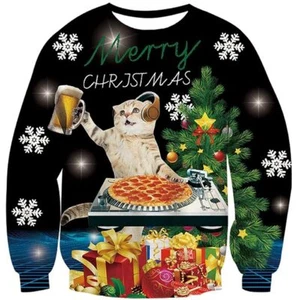 Christmas Sweater Ugly Christmas Sweatshirt 3D Print Pullover Christmas BG - Picture 1 of 2