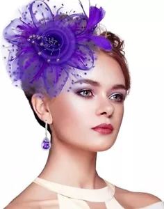 Fascinators for Women Tea Party Headband Kentucky Derby One Size Purple - Picture 1 of 6