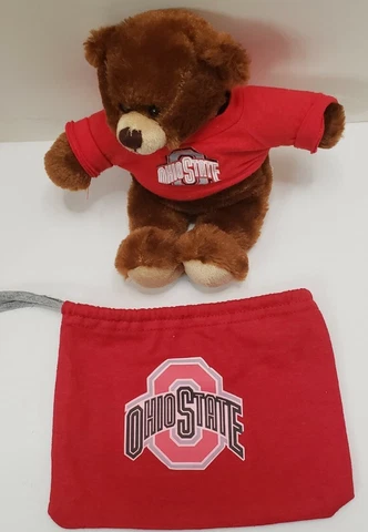 Plushland 2014 eight inch ohio state bean bag  bear with storage bag Cover