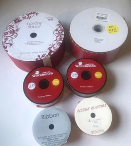 Lot of 6 rolls New Christmas Holiday Ribbon 180+ feet, variety material/prints - Picture 1 of 10