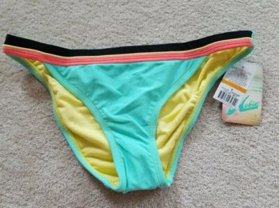 NWT Hobie Mint Green Bikini Bottom Orange Black Yellow stripe sz S Style HS4SQ97 - Image 1 of 4