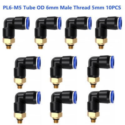 Pneumatic Push to Connect Fittings 90° Elbow Tube OD 6mm Male Thread 5mm 10PCS  - Image 1 of 4