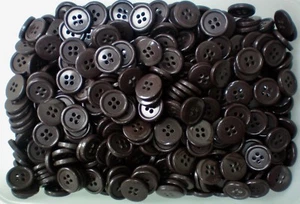 Buttons 15mm 20mm 23mm Chocolate Brown 4 Hole Polished Jacket (W593 W593A W594) - Picture 1 of 24