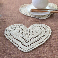 4Pcs/Lot Vintage Hand Crochet Lace Cup Mat Heart Placemat Valentine's Day Decor