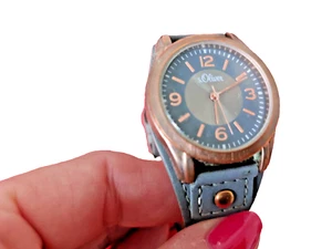 S.Oliver Damen Uhr rosegold jeansblau analog Quarz - Bild 1 von 8