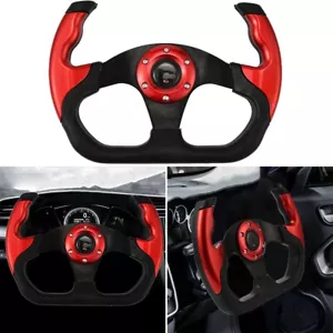 325mm Car Steering Wheel Racing Sport D-Shape Drifting Wheel Red Black 6 Bolts - Picture 1 of 14