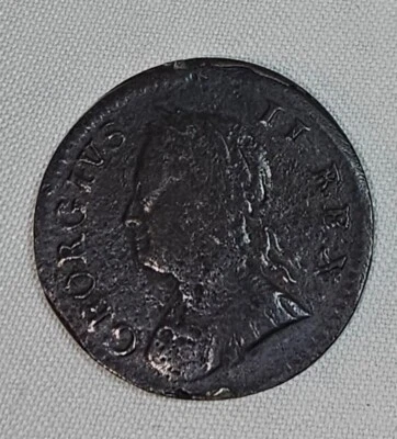 British Farthing Coin 1754 Great Britain UK King George II One 1 - Image 1 of 4